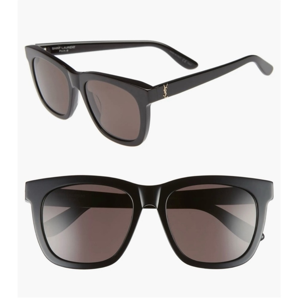 Saint Laurent YSL Black/ Gold SL M24/K Monogram 55MM Rectangular Sunglasses